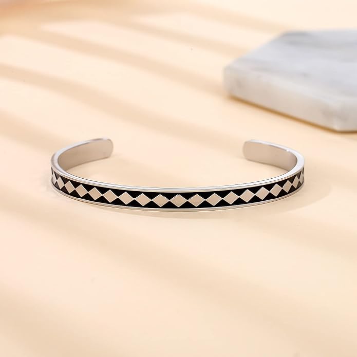 TONY & SANDY Inspirational Bracelets for Women Teen Girls Personalized Gifts for Daughter Granddaughter Mom Sister Friends Stainless Steel Engraved Cuff Birthday Easter Christmas