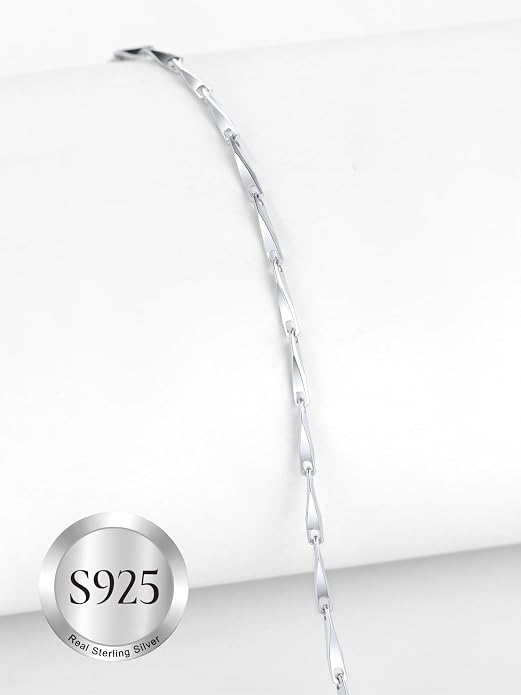 SILVERCUTE 925 Sterling Silver Necklace for Women,1mm/1.3mm/1.5mm/1.6mm Thin Silver Cable Chain/Box Chain/Rope Chain Necklace with Extension Chain,18/20/22/24/26/28/30 Inch
