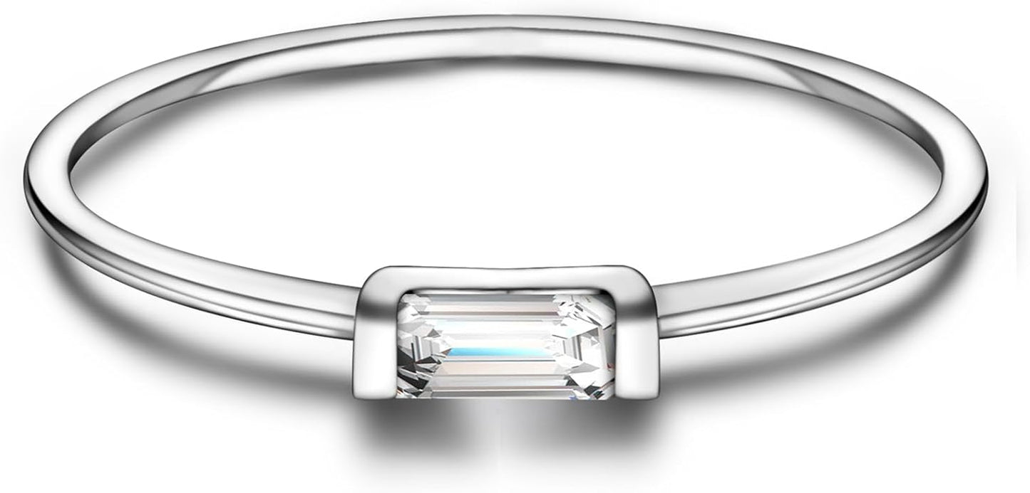 Helonley S925 Sterling Silver Birthstone Stackable Rings for Women Mother with Cubic zirconium Mom Ring Mother's Day Jewelry Gifts for Wife