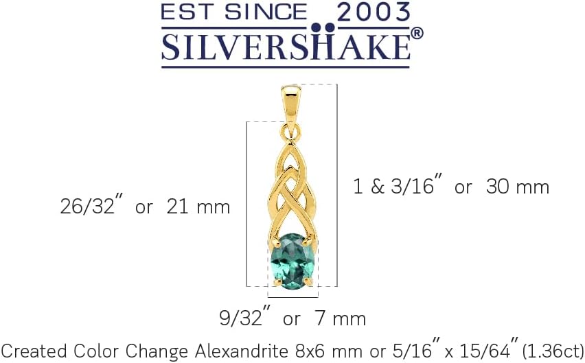 Silvershake 8X6mm Oval Shape Birthstone Gemstone Antique Finishing or Yellow Gold Plated 925 Sterling Silver Celtic Knot Weave Solitaire Pendant or Pendant with 18 Inch Chain Necklace Jewelry for Women