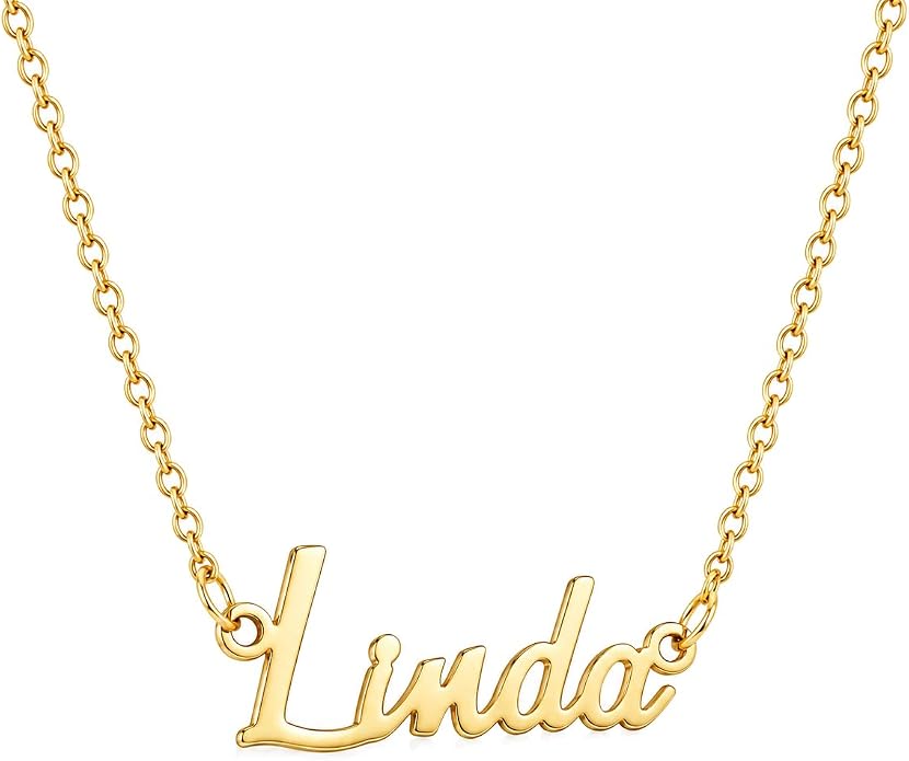 MOMOL 18K Gold Plated Stainless Steel Name Necklace Personalized Custom Name Necklace Customized Nameplate Necklace for women