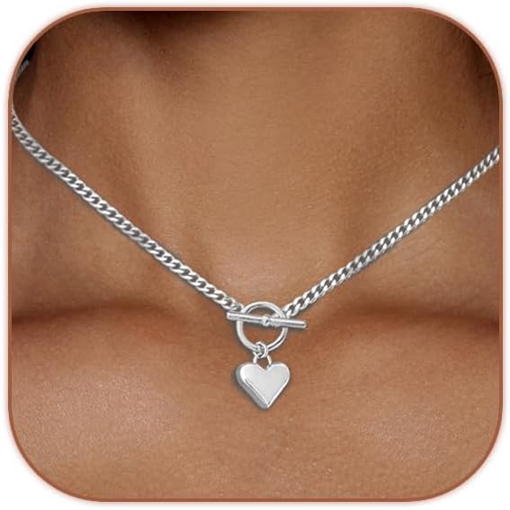 HERIER Cute Heart Necklace Dainty 18k Gold Plated Tiny Heart Pendant Choker Necklaces Small Gold Love Open Heart Chain Necklace for Women Simple Gold Necklace for Women Trendy Jewelry