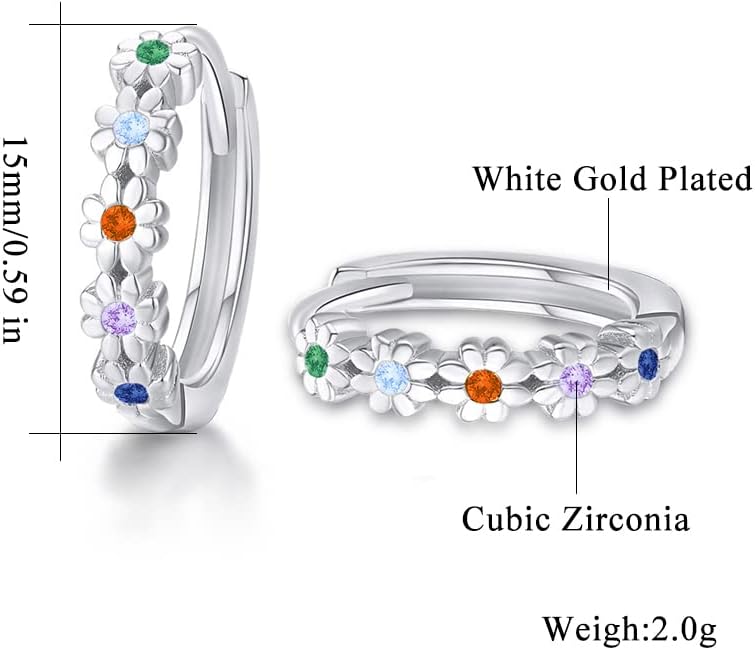 CiNily Small Hoop Earrings for Women Girls Flower Cubic Zirconia Huggie Earrings Hypoallergenic 14K Yellow Gold Plated Cartilage Earrings