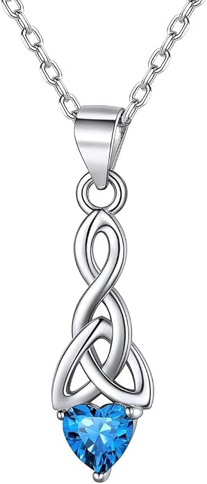 ChicSilver Bow and Cat Birthstone Necklace, 925 Sterling Silver Pendant Necklaces for Women, Hypoallergenic Silver Choker with 16 inch Rolo Chain, 12 Months Jewelry for Valentines Mothers Day Christmas
