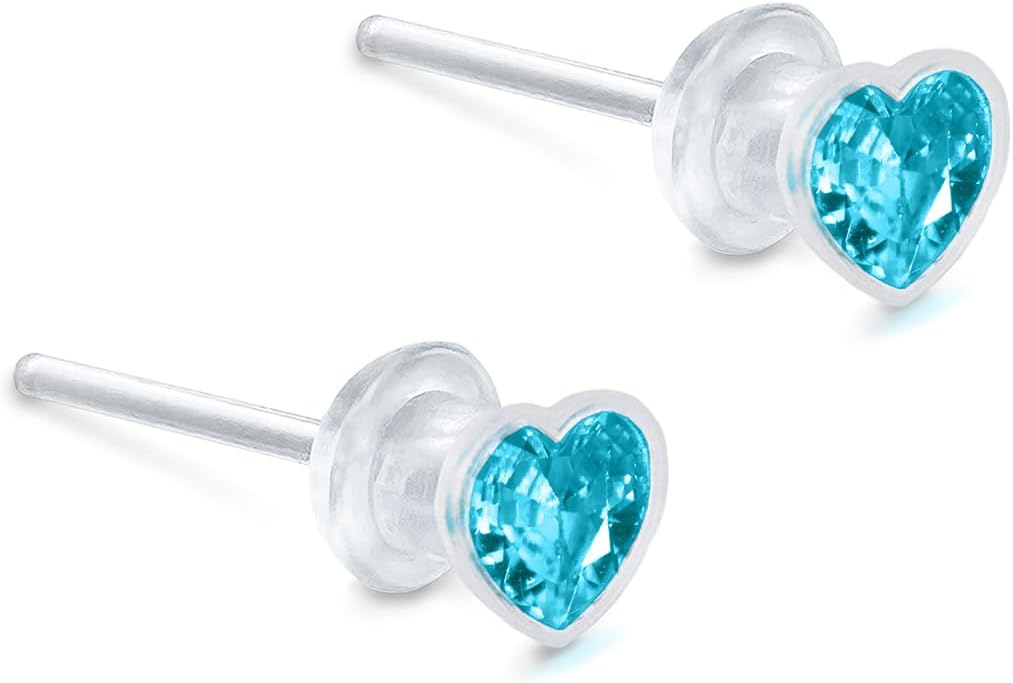 Medical Grade Plastic Earrings for Sensitive Ears, Nickel Free, Hypoallergenic Earrings for Girls and Women, Comfortable, Lightweight and Metal Free Cubic Zirconia