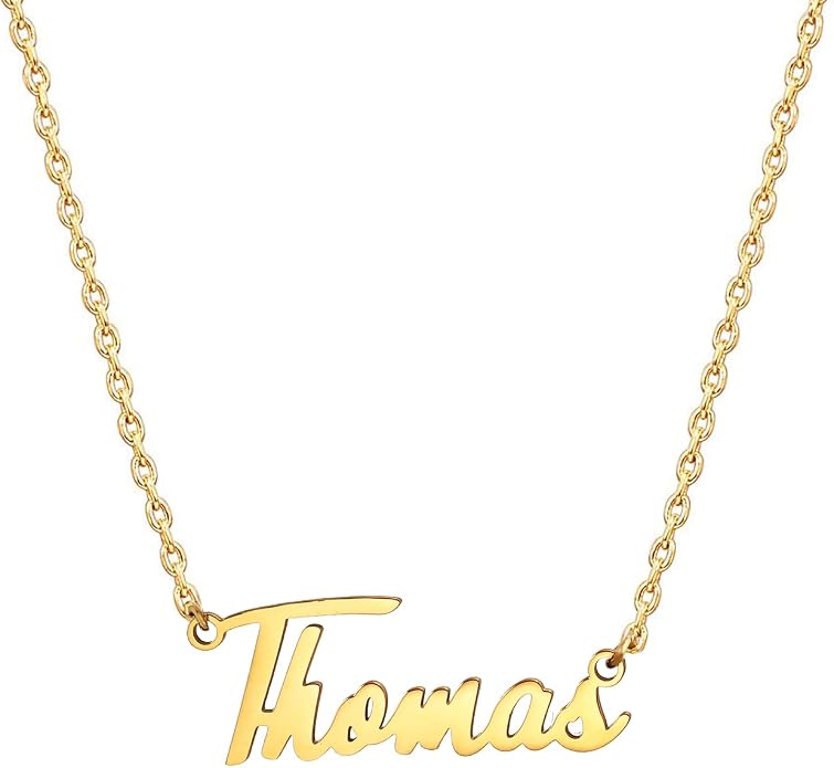 MOMOL 18K Gold Plated Stainless Steel Name Necklace Personalized Custom Name Necklace Customized Nameplate Necklace for women