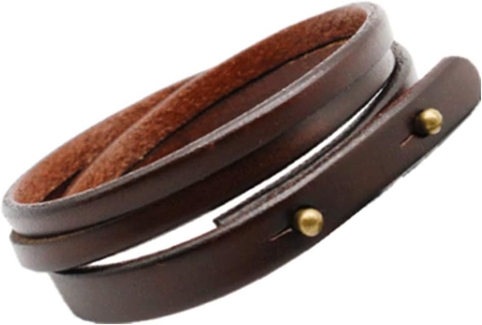 Mens Genuine Leather Bracelet - Handmade Adjustable Leather Cuff Bracelet punk Style leather wrap Wristband for Men