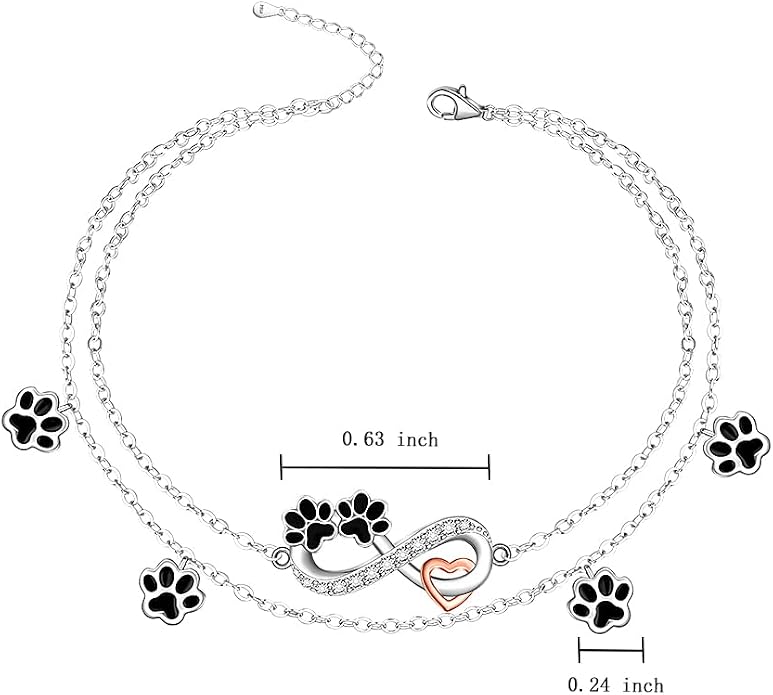 Infinity Cat Paw Print Celtic Knot Sea Turtle Elephant Flamingo Butterfly Dolphin Evil Eye Anklets Bracelets for Women Sterling Silver Adjustable Ankle Bracelet Summer Beach Lovers Gift