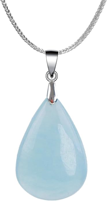iSTONE 925 Sterling Silver Natural Crytral for Womens Pendant Necklace, Gemstone Birthstone with 17.8" Silver Chain Ladies