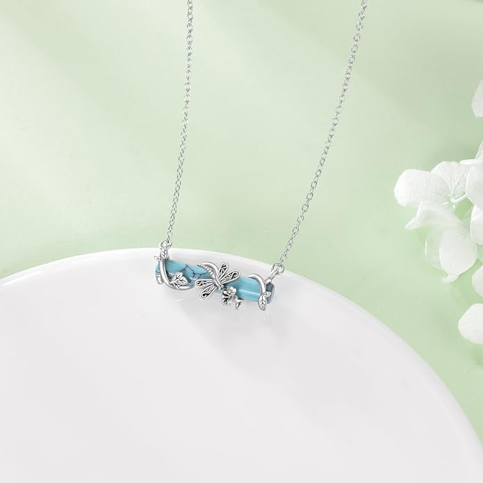 Turquoise Western Necklace Sterling Silver Moon Kokopelli/Cow Skull/Zia Sun/Mountains Pendant Necklace Turquoise Jewelry for Women Hikers Campers