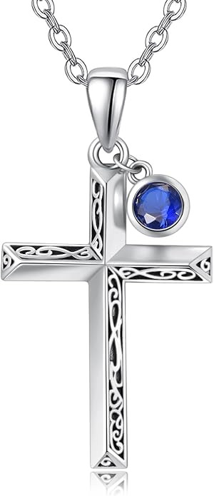 PRAYMOS Cross Necklace for Women Men, 925 Sterling Silver Simple Dainty Cross Necklace, Christian Religious Jewelry, Mothers Day Fathers Day Anniversary Birthday Gift