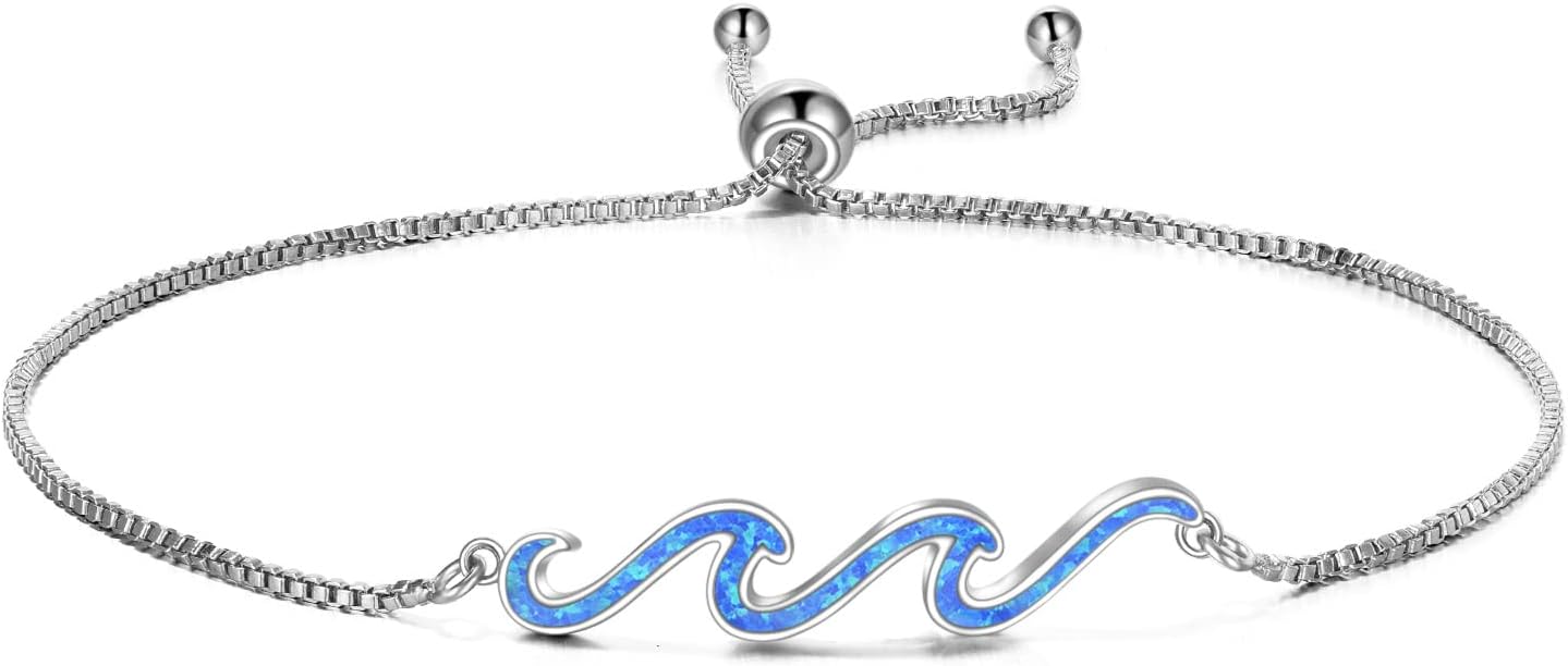 YFN Wave Bracelet 925 Sterling Silver Wave Bracelet Ocean Jewelry Beach Gifts For Women Gifts