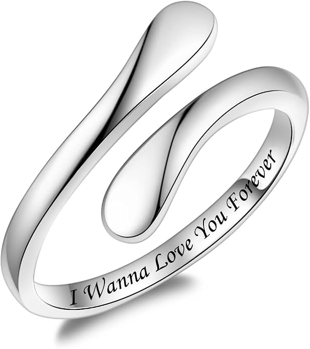 Fookduoduo 925 Sterling Silver Ring Inspirational Jewelry adjustable Wrap Open Rings for Women