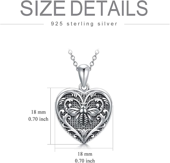 SOULMEET Personalized Silver Locket Necklace That Holds Pictures Photo Keep Someone Near to You, Memorial Custom Lockets Necklaces Letters Engraving for His Her