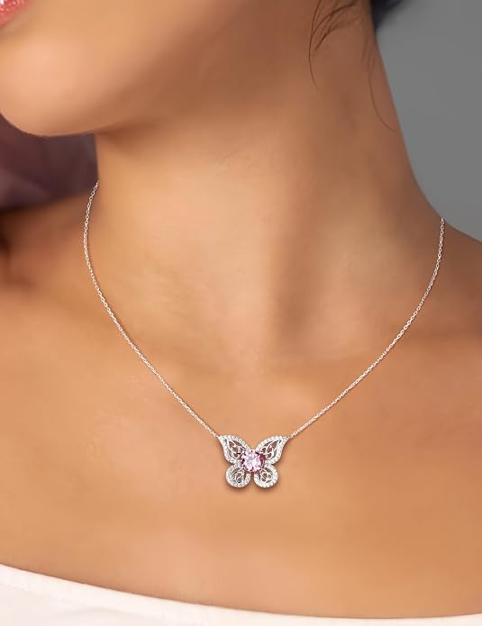 925 Sterling Silver Birthstone Necklaces for Women, Dainty Cute Dragonfly/Butterfly Pendant Necklace, Great Christmas/Anniversary Jewelry for Mother