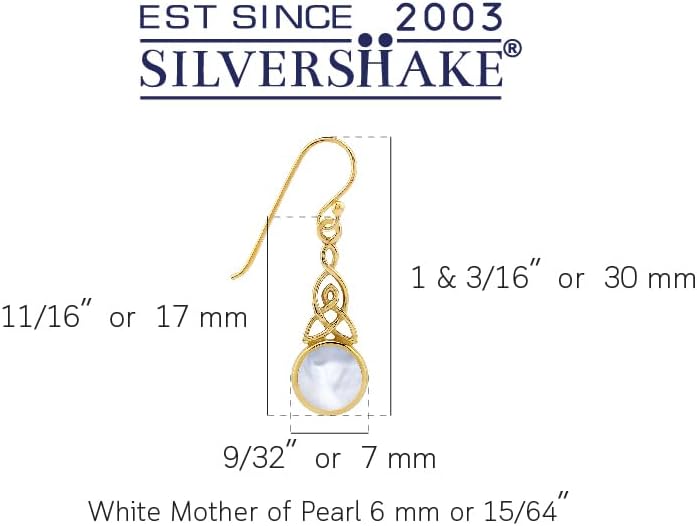 Silvershake 6MM Round Shape Inlay White Gold Plated or Yellow Gold Plated 925 Sterling Silver Triquetra Celtic Knot Dangle Leverback or Hook Earrings Jewelry for Women