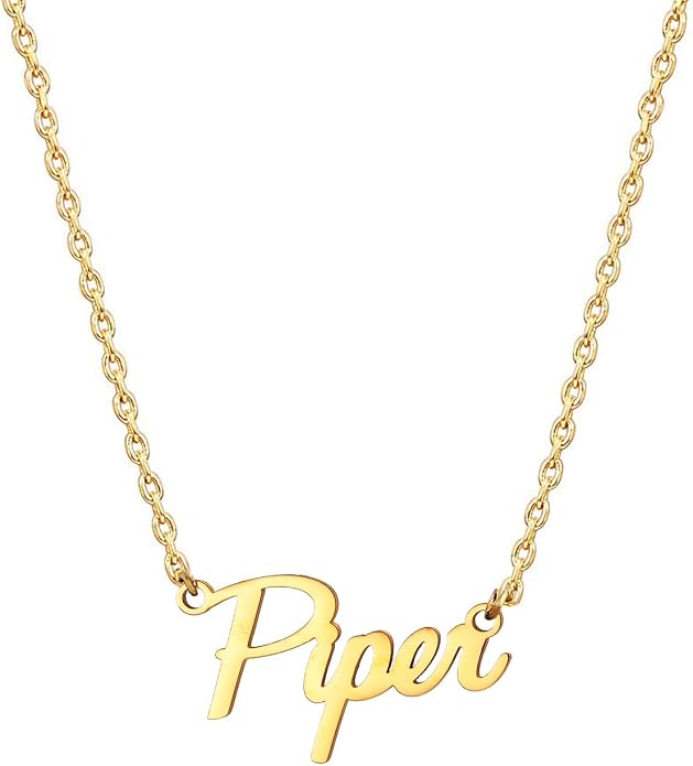 MOMOL 18K Gold Plated Stainless Steel Name Necklace Personalized Custom Name Necklace Customized Nameplate Necklace for women