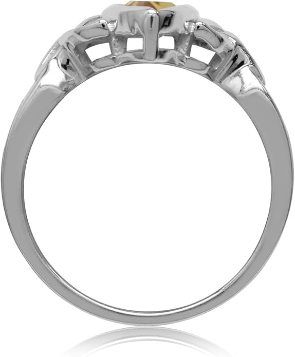 Silvershake Genuine Gemstone 925 Sterling Silver Triquetra Celtic Knot Solitaire Ring