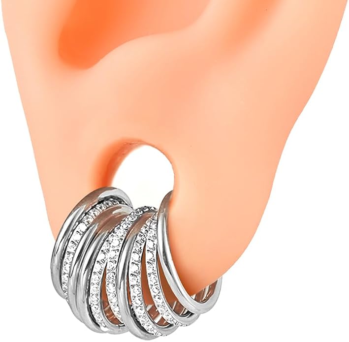 Casvort 5/10 PCS 16G Seamless Septum Nose Piercing Rings Zirconia Segment Tragus Hoop Rings 316 Stainless Steel Helix Ring Stack Clickers Ear Plugs Hangers Women Body Jewelry