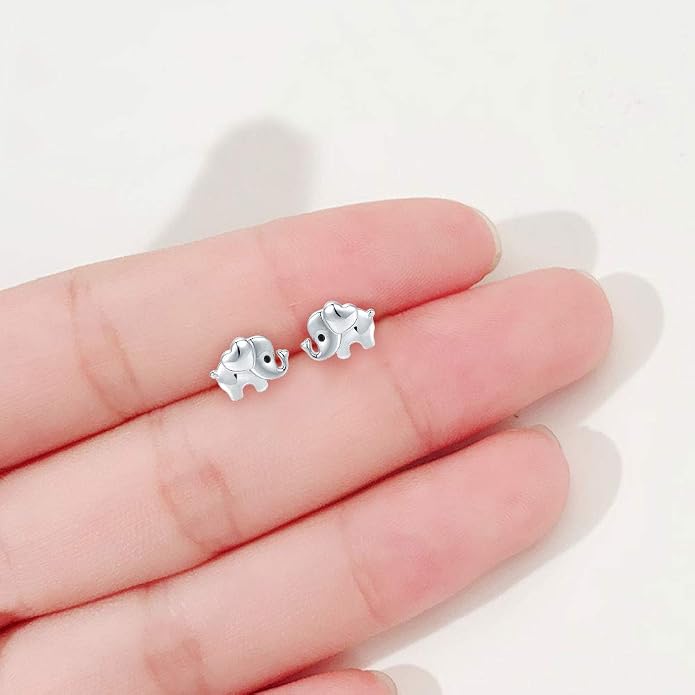 925 Sterling Silver Stud Earrings Hypoallergenic Women Elephant Earring for Sensitive Ears Christmas Jewelry Gifts Stocking Stuffers