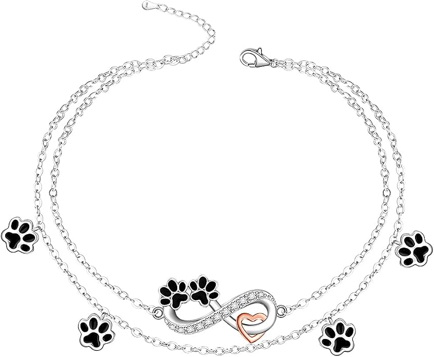 Infinity Cat Paw Print Celtic Knot Sea Turtle Elephant Flamingo Butterfly Dolphin Evil Eye Anklets Bracelets for Women Sterling Silver Adjustable Ankle Bracelet Summer Beach Lovers Gift