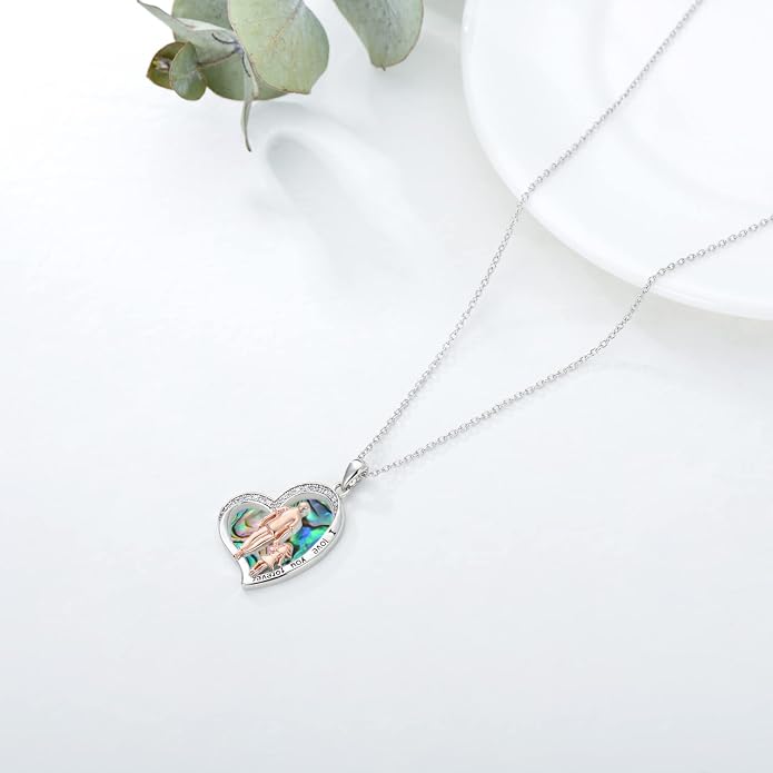 PROESS S925 Sterling Silver Daughter Heart Pendant Necklace from Dad Mom I Love You Forever Jewelry