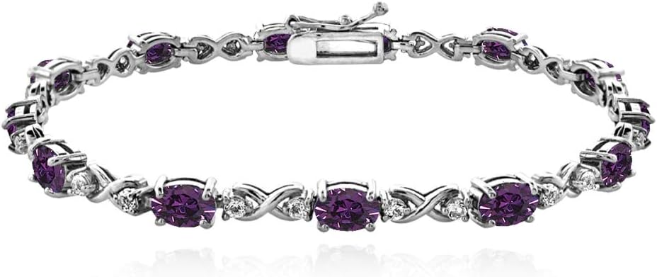 Sterling Silver 6x4mm Oval Infinity Bracelet Made with European Crystals