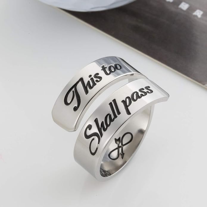Inspirational Motivational Adjustable Ring Personalized Stainless Steel Spiral Wrap Twist Rings Encouragement Statement Graduation Jewelry Birthday Gifts for Women Teengirls.