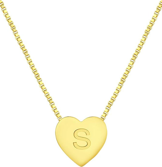 YL Initial Necklace 925 Sterling Silver Heart Letter Pendant A-Z Alphabet Cubic Zirconia Jewelry for Women
