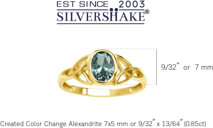 Silvershake 7x5MM Oval Shape Birthstone Gemstone White Gold Plated or 18K Yellow Gold Plated 925 Sterling Silver Triquetra Trinity Celtic Knot Solitaire Ring Jewelry for Women