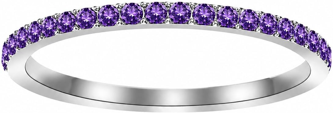 Birthstone Rings For Women, Silver Stackable Cubic Zirconia Stainless Steel Birth Stone Ring To My Daughter/Mom Birthday Unique Gifts Jewelry