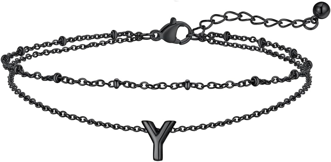 FaithHeart Initial Ankle Bracelets for Women, Waterproof 14k Gold Plated Initial Anklets Non Tarnish Stainless Steel Cute Layered Anklet Summer Beach Jewelry