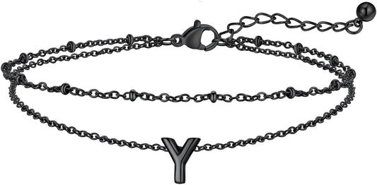 FaithHeart Initial Ankle Bracelets for Women, Waterproof 14k Gold Plated Initial Anklets Non Tarnish Stainless Steel Cute Layered Anklet Summer Beach Jewelry