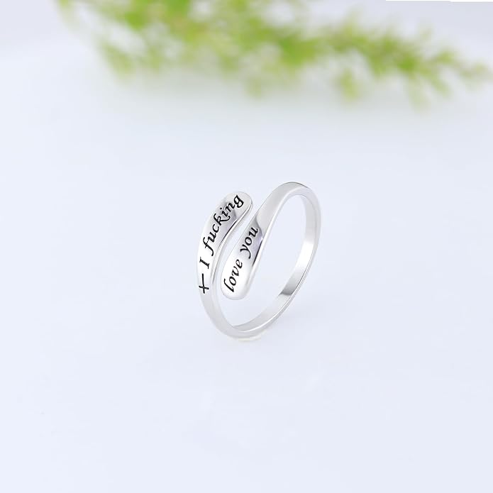 925 Sterling Silver Inspirational Adjustable Rings - Personality Encouragement Jewelry Gift For Women