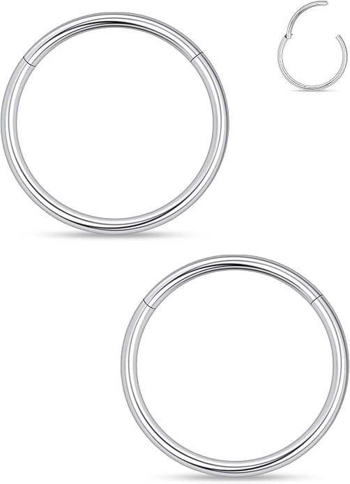 20G 18G 16G 14G 12G 10G 8G 6G 4G 2G Nose Rings Hoops Astm F136 Titanium Clicker Septum Lip Ring Tragus Helix Daith Rook Conch Snug Cartilage Lobe Earrings Hoop Piercing Jewelry For Women Men