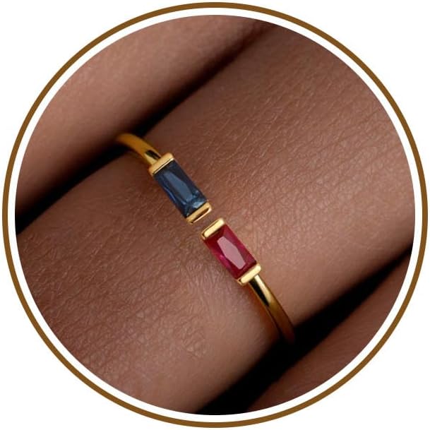 JSJOY Birthstone Rings for Women Dainty Emerald Blue Ring Birthday Gifts for Mom Her Gemstones CZ Ring for Teens Gold Rings That Don't Tarnish Adjustable Ring Jewelry Gifts