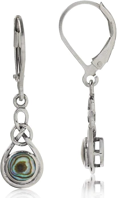 Silvershake Genuine Gemstone Irish Celtic Knot Drop Dangle Earrings