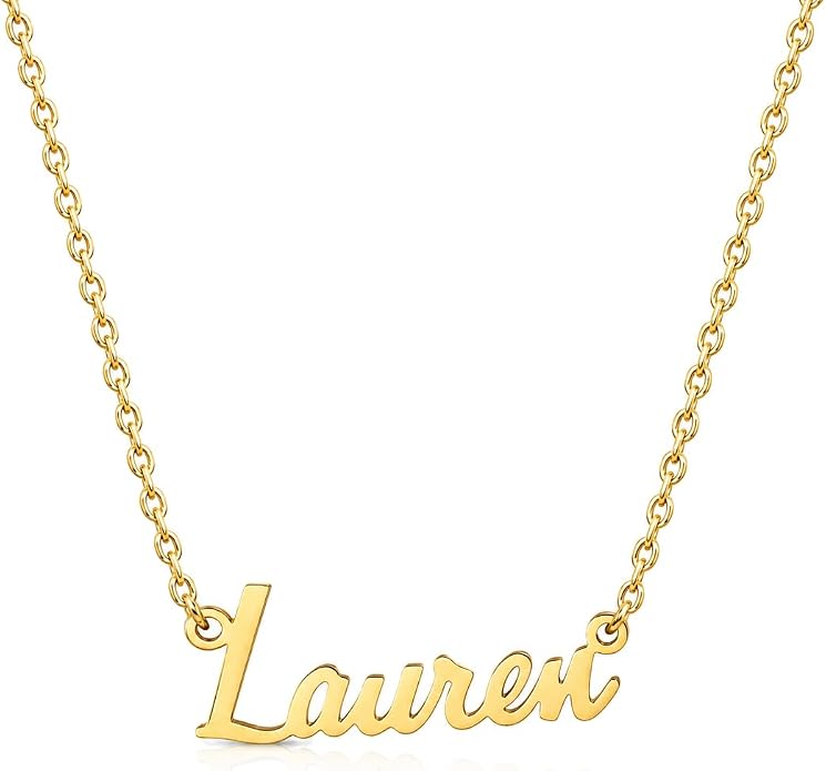 MOMOL 18K Gold Plated Stainless Steel Name Necklace Personalized Custom Name Necklace Customized Nameplate Necklace for women