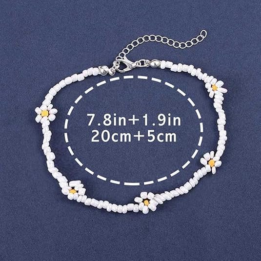 Ursumy Boho Ankle Bracelets for Women Summer Beaded Anklets Chain Beachy Flower Foot Jewelry