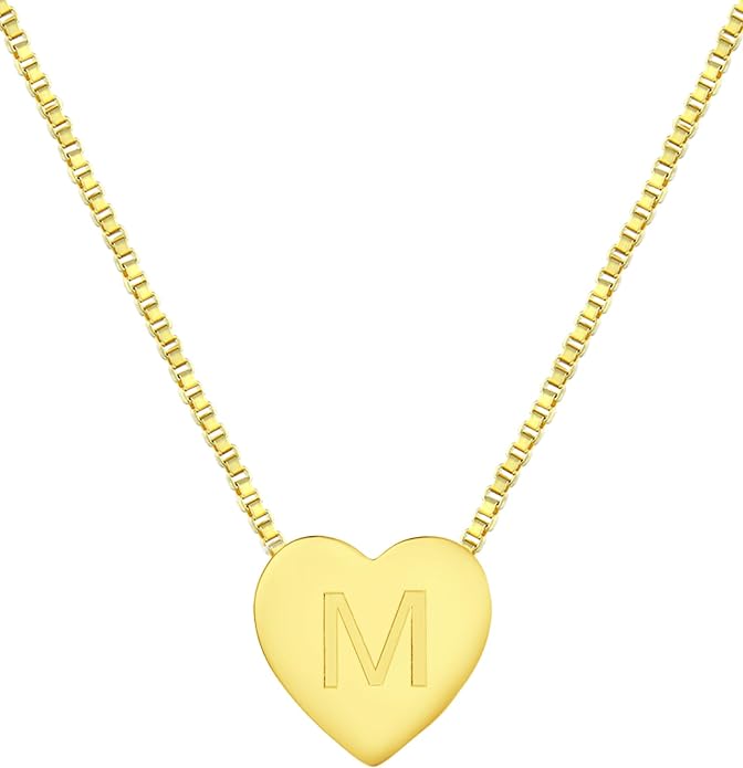 YL Initial Necklace 925 Sterling Silver Heart Letter Pendant A-Z Alphabet Cubic Zirconia Jewelry for Women