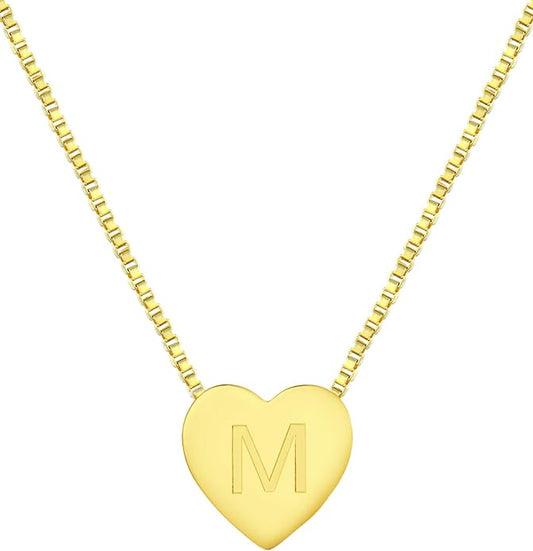 YL Initial Necklace 925 Sterling Silver Heart Letter Pendant A-Z Alphabet Cubic Zirconia Jewelry for Women