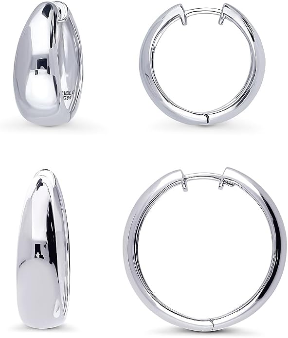 BERRICLE Sterling Silver CZ Dome Fashion Hoop Huggie Earrings for Women, Cubic Zirconia, Rose/Yellow Gold Flashed, Small/Medium Size (0.5-1 Inch)