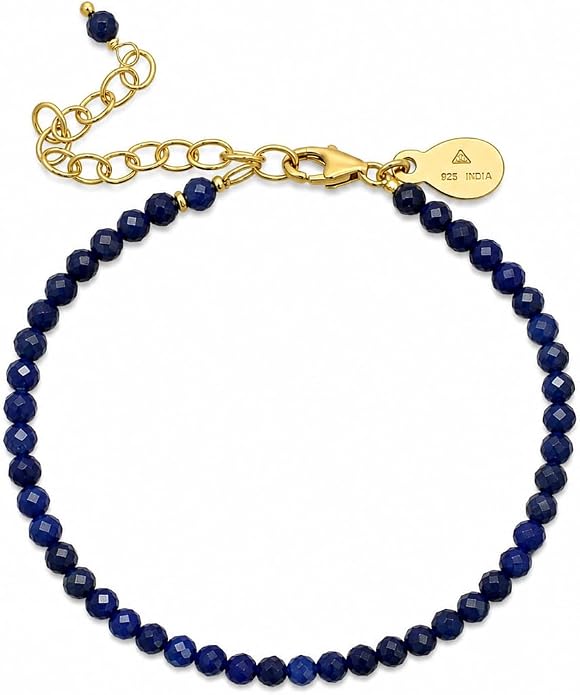 Faceted Bracelet for Women, Certified 925 Sterling Silver with 18K Gold Vermeil Healing Crystal Bracelets for Women - Crystals and Healing Stone Bracelet Women Jewelry for Gift