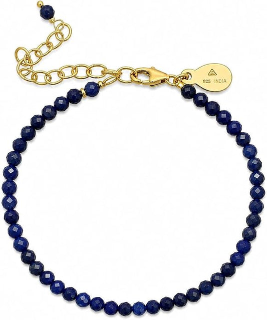Faceted Bracelet for Women, Certified 925 Sterling Silver with 18K Gold Vermeil Healing Crystal Bracelets for Women - Crystals and Healing Stone Bracelet Women Jewelry for Gift