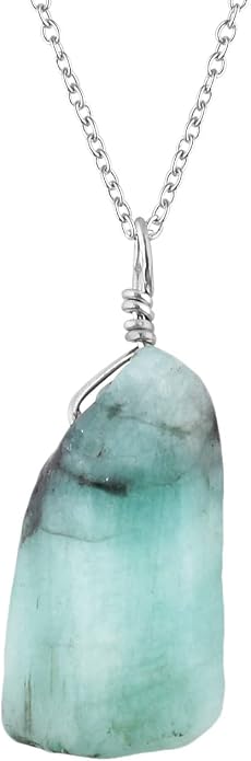 Raw Gemstone Dainty Pendant Necklace for Women, Trendy Healing Chakra Crystal, Birthstone Handmade 925 Sterling Silver Adjustable 18 inch Chain Jewelry, Birthday Gifts