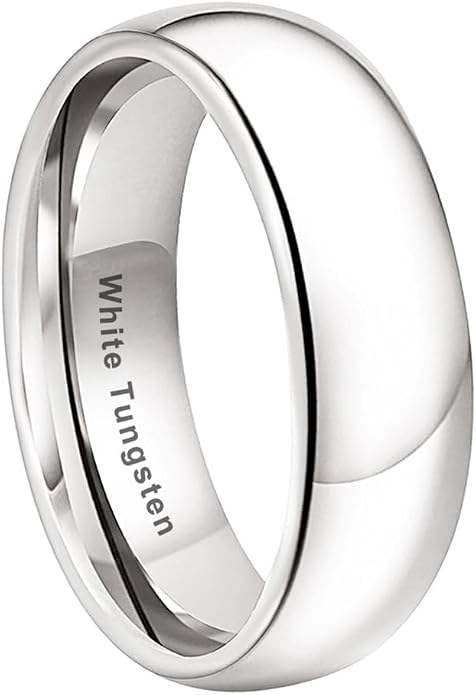 TUTISS 2mm 3mm 4mm 5mm 6mm 7mm 8mm 10mm White Tungsten Rings for Men Women Engagement Wedding Bands Domed Polished Shiny Comfort Fit