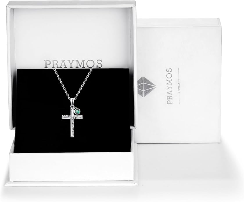PRAYMOS Cross Necklace for Women Men, 925 Sterling Silver Simple Dainty Cross Necklace, Christian Religious Jewelry, Mothers Day Fathers Day Anniversary Birthday Gift