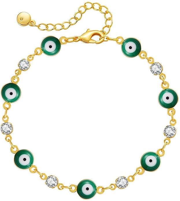 Lucky Evil Eye Bracelet for Women Family Lucky Charm Blue Red White Clear CZ Cubic Zirconia Spiritual Bracelet Birthday Anniversary