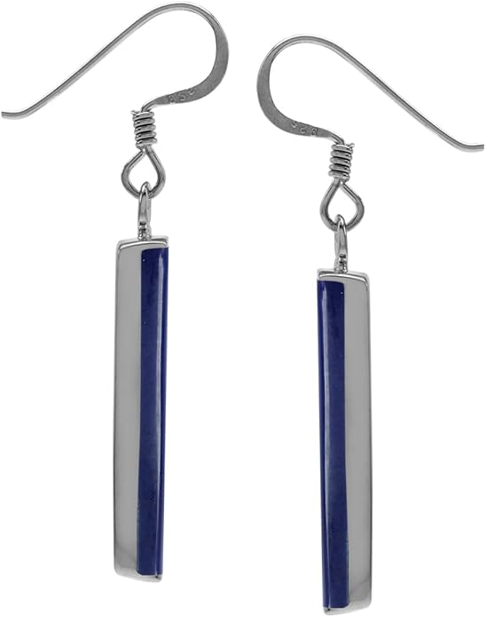 Silvershake Mondern Long Bar linear 925 Sterling Silver Dangle Hook Earrings