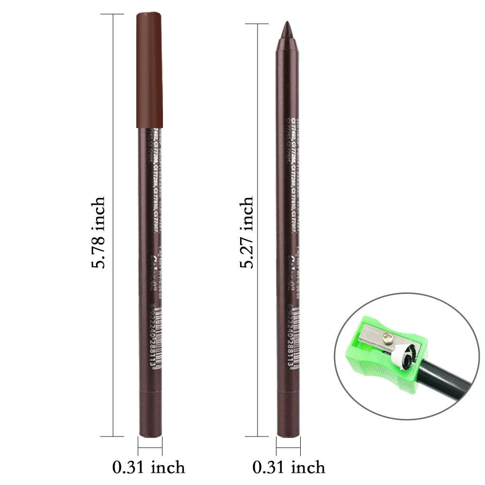 evpct Brown Eyeliner Pencils for Eyes, Dark Coffee Mocha Brown Colored Eye Liner Pencil Pen Makeup Waterproof Smudge Proof, Colored Gel Waterline Eyeliner Liquid, Face Eye Paint Stick Halloween Makeup